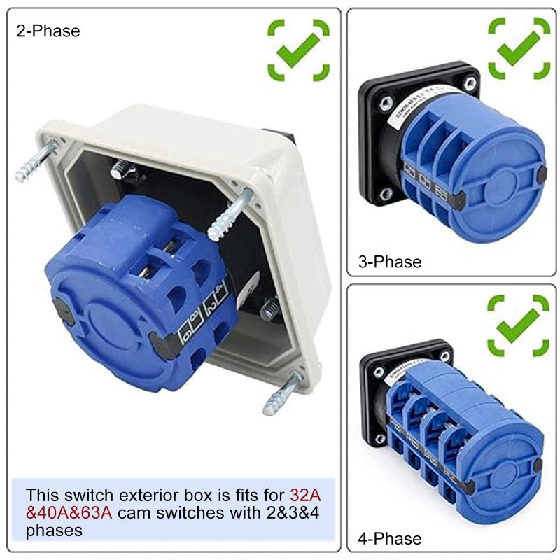 Baomain Master Switch Exterior Box LW28-63/4 Work for Universal Rotary Changeover Cam Switch SZW26-63 660V 63A 3 Position 3 Phase - Image 3